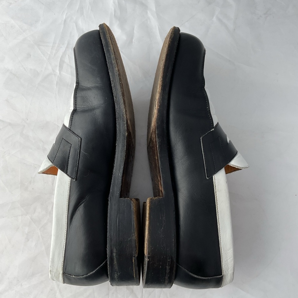 Charles de Batz Italian Black and White Slip-On Penny Loafers - Picture 6 of 11